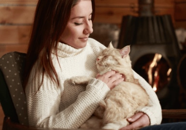 Owner with her cat